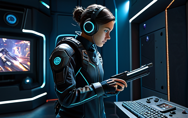 A professional female gamer, fully clothed in a modest, high-tech tactical suit, discreetly searching for valuable crafting materials in a dimly lit corner of a virtual game environment resembling a 'Chapel' or 'High School' in a futuristic setting. She is focused, in a natural, purposeful pose, with perfect anatomy, correct proportions, and well-formed hands. The scene emphasizes strategic exploration, with intricate game environment details and subtle glowing interactive elements. safe for work, appropriate content, fully clothed, professional, high-quality, professional photography, natural body proportions.