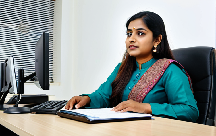 **

A professional Bangladeshi woman in a modest salwar kameez, sitting at a desk in a modern Dhaka office, fully clothed, appropriate attire, safe for work, perfect anatomy, natural proportions, professional photography, high quality, family-friendly.

**