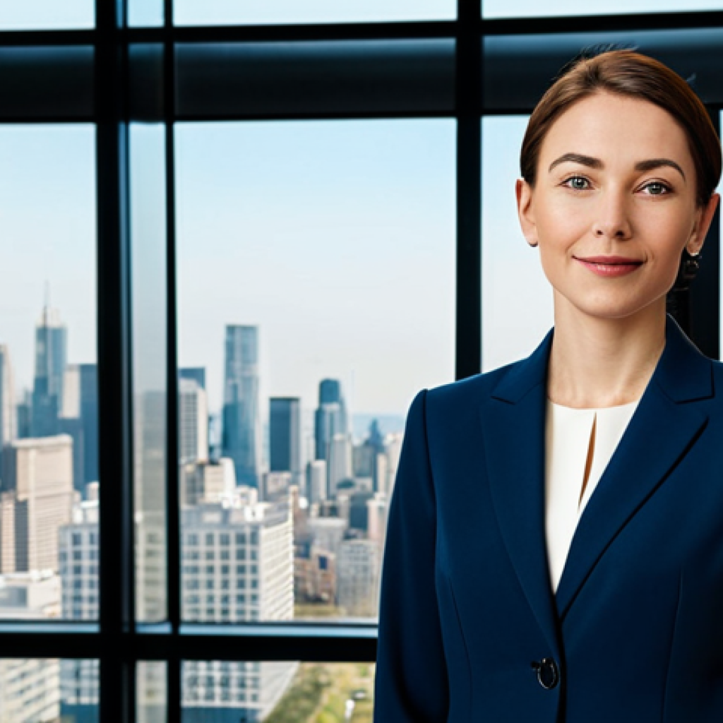 이터널리턴 캐릭터 선택 기준 - **

A professional businesswoman in a tailored, modest navy blue suit, standing confidently in a bri...