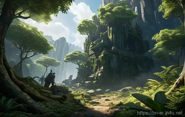 이터널리턴 업데이트 방향 분석 - **A vibrant, immersive player's perspective view within the game Eternal Return, showcasing an optim...