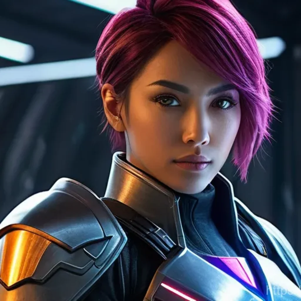 이터널리턴 패치 전후 비교 - **Prompt:** "An Eternal Return character, 'Fiora', stands confidently, fully clothed in her sleek, f...