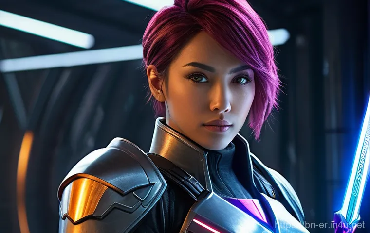 이터널리턴 패치 전후 비교 - **Prompt:** "An Eternal Return character, 'Fiora', stands confidently, fully clothed in her sleek, f...