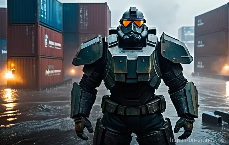 이터널리턴 최고 기록 달성법 - A skilled female ranged attacker, dressed in sleek, dark combat armor with reflective highlights, st...