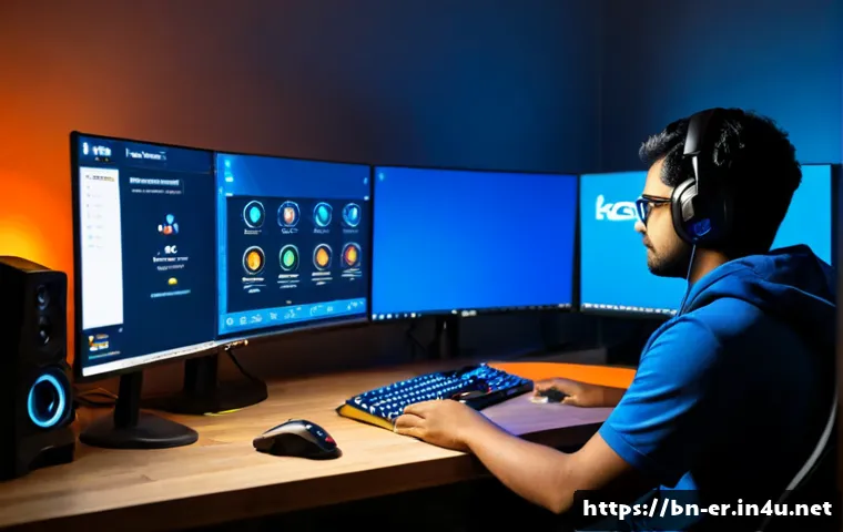 이터널리턴 신규 클래스 분석 - Photorealistic esports analyst at a clean modern gaming desk, studying two contrasting character rol...