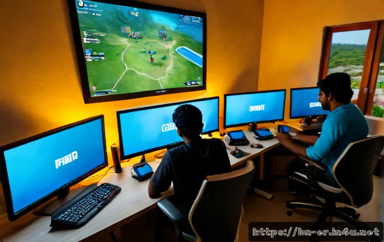 Home 30 이터널리턴 인기 모드 설명 - Photorealistic gaming lifestyle scene, a young Bengali gamer at a clean desk viewing a fictional top...